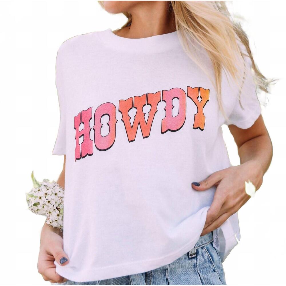 NEW CHARLIE SOUTHERN howdy cropped tee in white